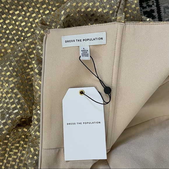 Dress the Population Rachael Dress gold new with tag large - Picture 6 of 12